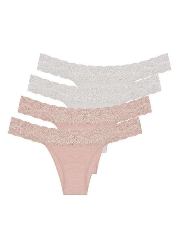 Hope - Kit com 4 Calcinhas Biquíni Hope L 35320 Bege-Ballet-Off-White