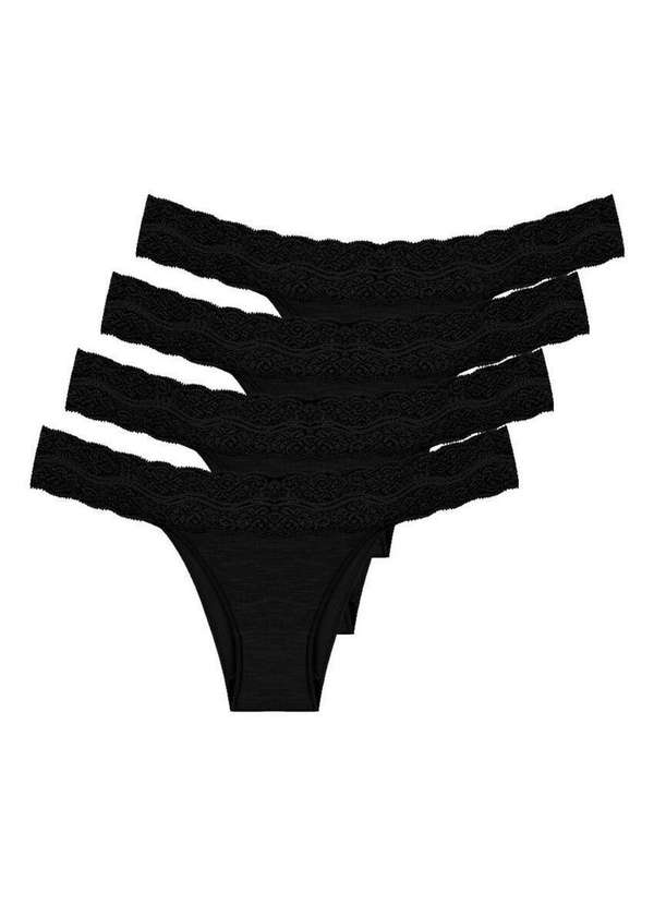 Hope - Kit com 4 Calcinhas Biquíni Hope L 35320 Preto