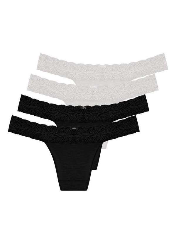 Hope - Kit com 4 Calcinhas Biquíni Hope L 35320 Preto-Off-White 6