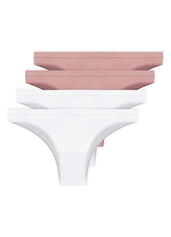 Hope - Kit com 4 Calcinhas Biquíni Hope S35220 Branco-Cinza-Luar