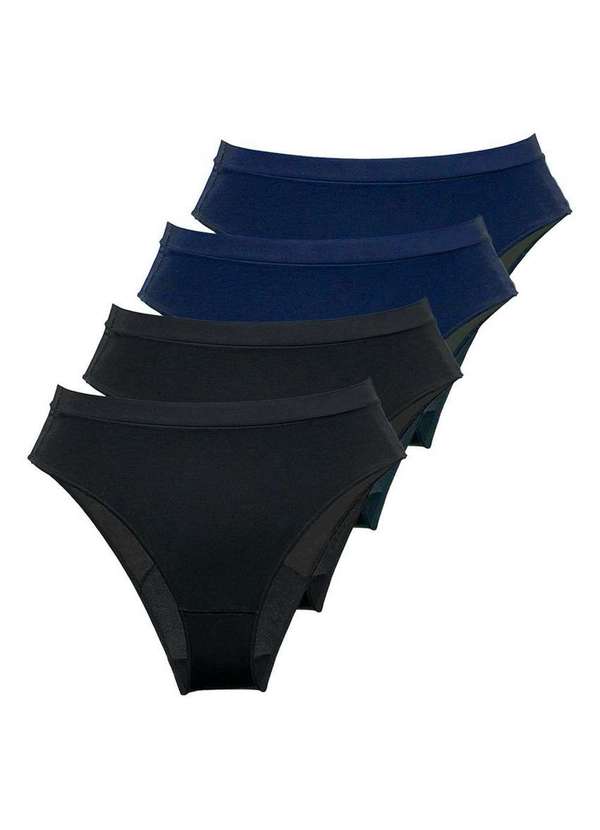 Demillus - Kit com 4 Calcinhas Demillus 26826 Preto-Marinho