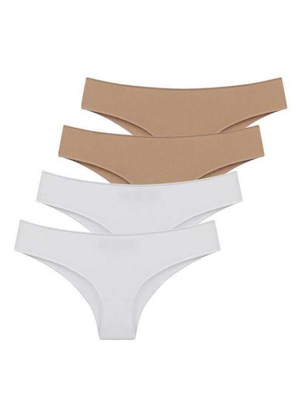 Bonjour - Kit com 4 Calcinhas Tanga Bonjour Ft38840 Branco-Camurca