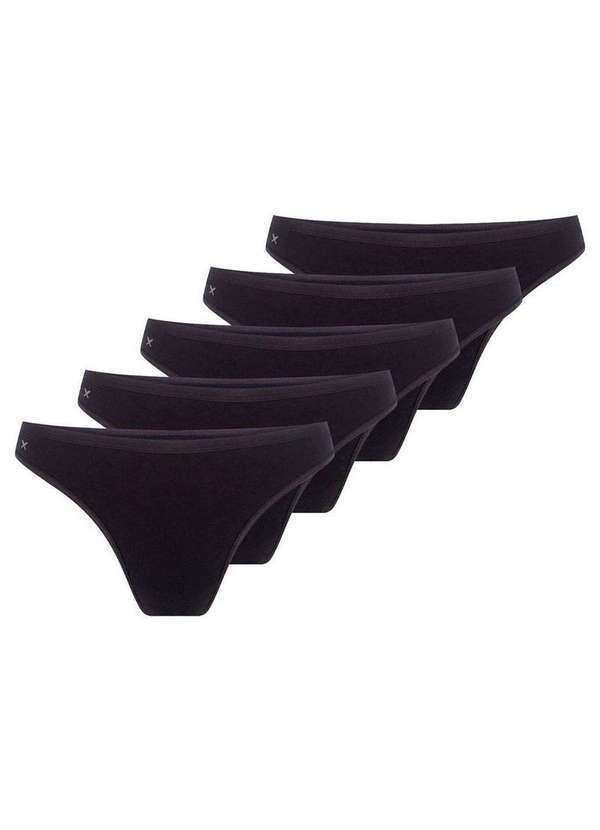 Hering - Kit com 5 Calcinhas Tanga Hering 77t0 N10-Preto