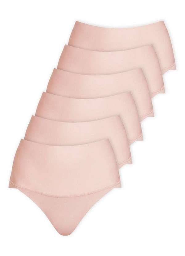 Hope - Kit com 6 Calcinhas Alta Hope 330850 Bege-Ballet