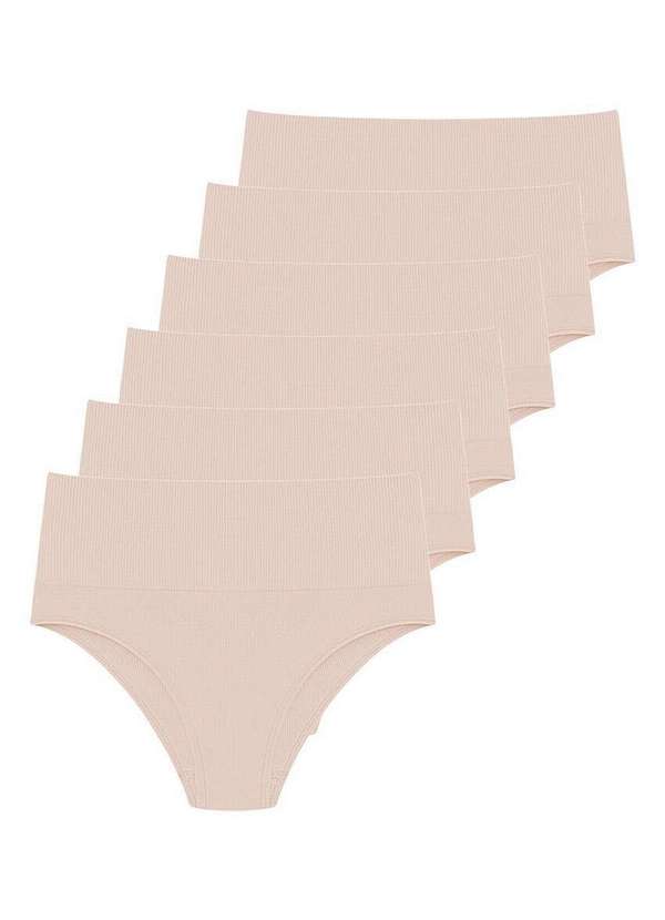 Hope - Kit com 6 Calcinhas Alta Hope 33110 Bege-Ballet