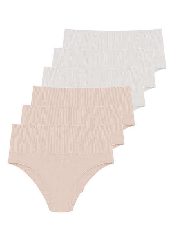 Hope - Kit com 6 Calcinhas Alta Hope 33110 Bege-Ballet-Branco