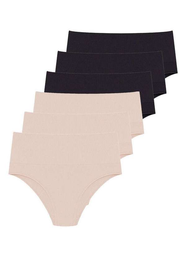 Hope - Kit com 6 Calcinhas Alta Hope 33110 Bege-Ballet-Preto