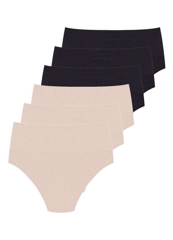 Hope - Kit com 6 Calcinhas Alta Hope 33110 Bege-Ballet-Preto 6