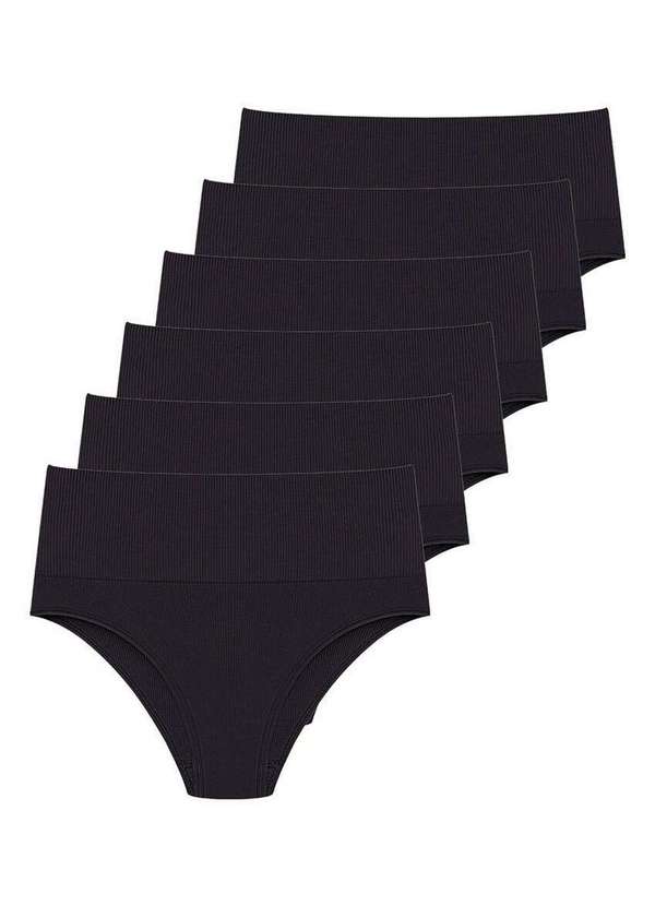 Hope - Kit com 6 Calcinhas Alta Hope 33110 Preto