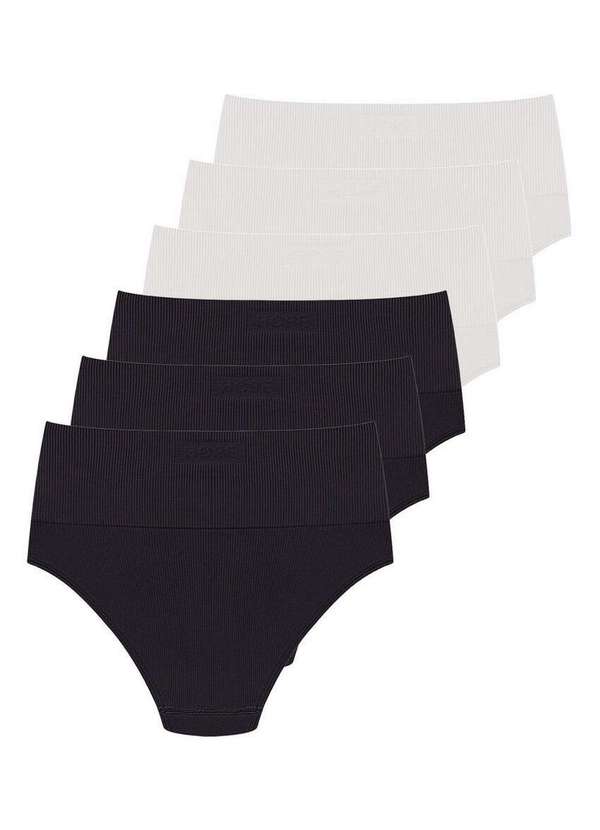 Hope - Kit com 6 Calcinhas Alta Hope 33110 Preto-Branco 6