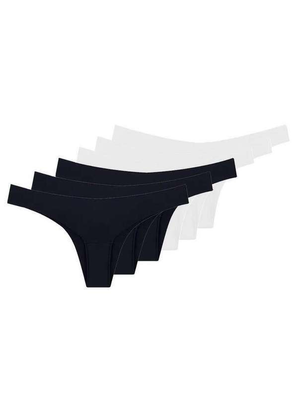 Bonjour - Kit com 6 Calcinhas Biquíni Bonjour Kt35870 Preto-Branco