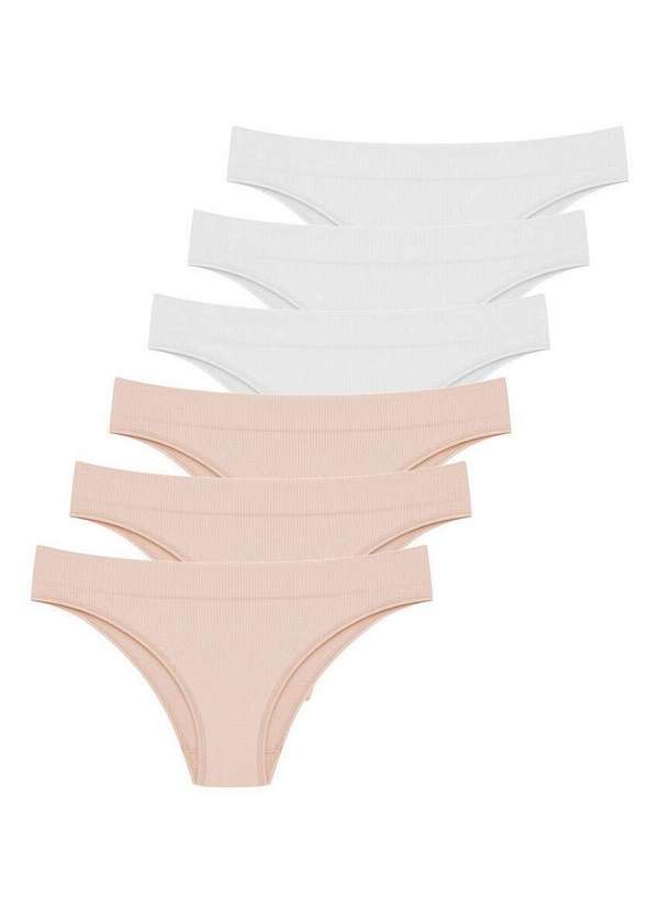 Hope - Kit com 6 Calcinhas Biquíni Hope 35010 Bege-Ballet-Branco