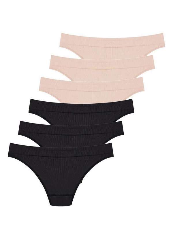 Hope - Kit com 6 Calcinhas Biquíni Hope 35010 Preto-Bege-Ballet 6