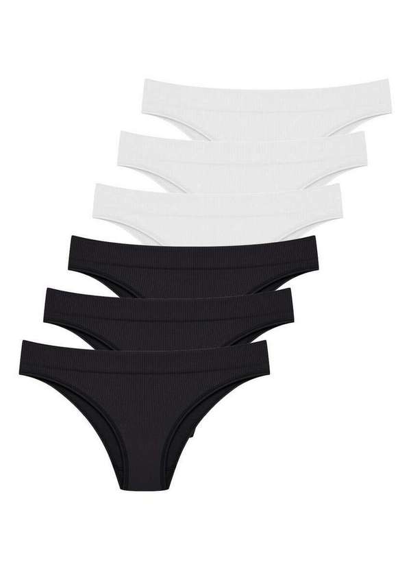 Hope - Kit com 6 Calcinhas Biquíni Hope 35010 Preto-Branco