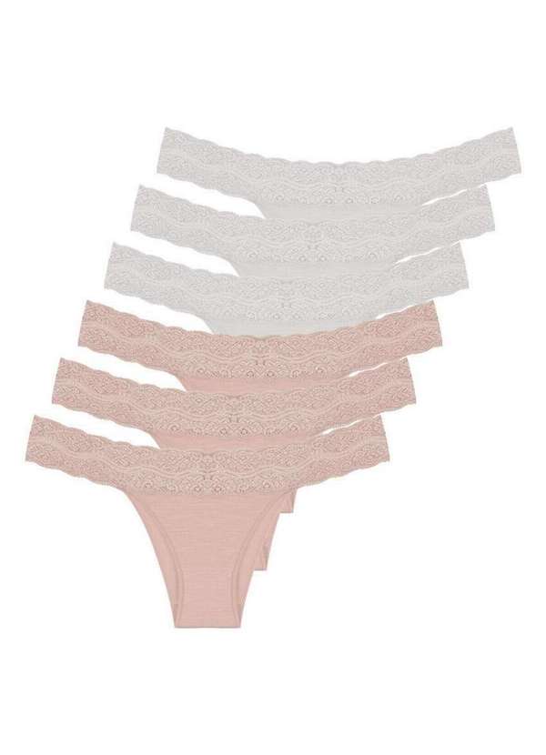 Hope - Kit com 6 Calcinhas Biquíni Hope L 35320 Bege-Ballet-Off-White