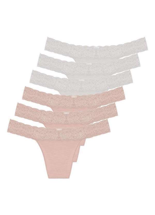 Hope - Kit com 6 Calcinhas Biquíni Hope L 35320 Bege-Ballet-Off-White 6