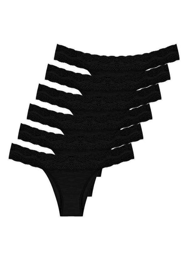 Hope - Kit com 6 Calcinhas Biquíni Hope L 35320 Preto