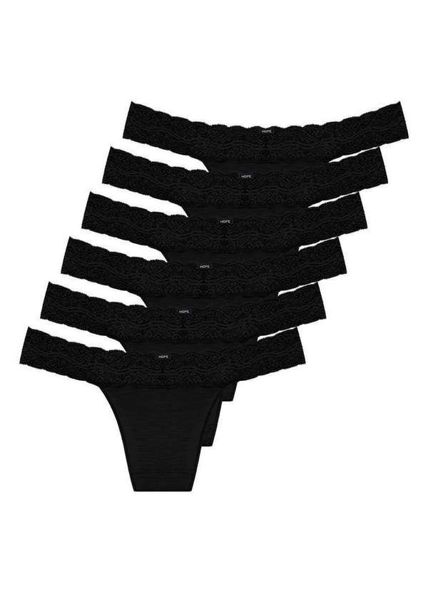 Hope - Kit com 6 Calcinhas Biquíni Hope L 35320 Preto 4