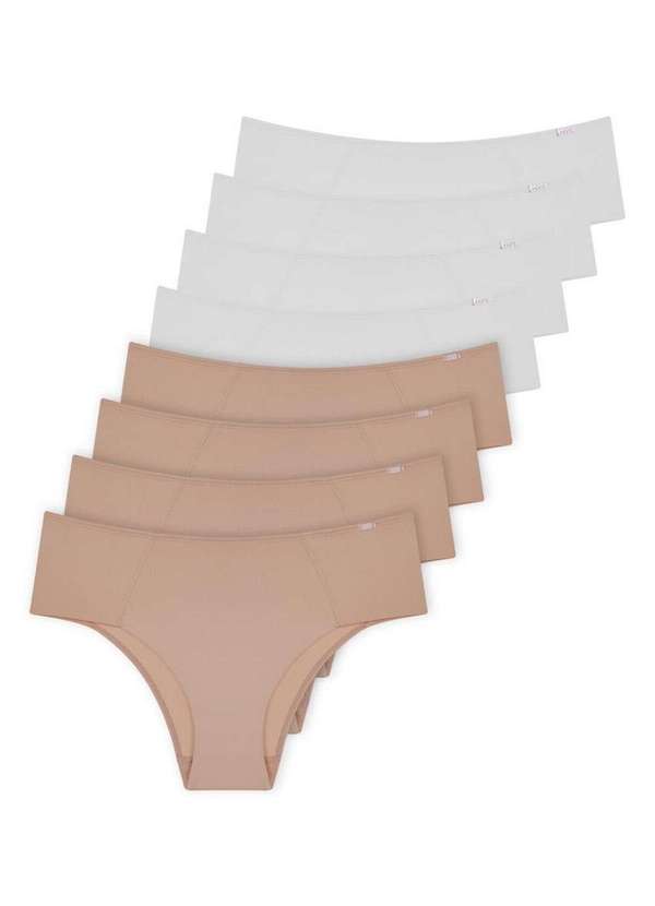 Hope - Kit com 8 Calcinhas Alta Hope 33860 Camurca-Branco