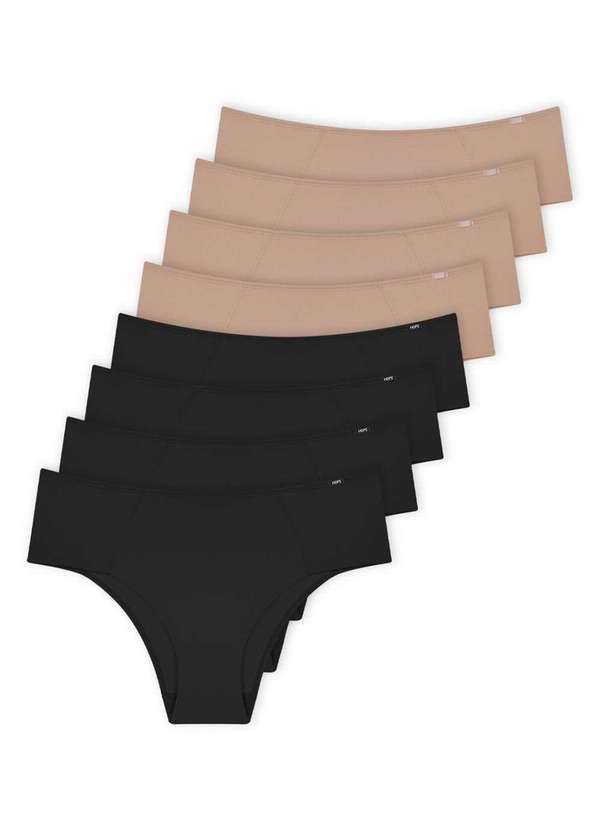 Hope - Kit com 8 Calcinhas Alta Hope 33860 Preto-Camurca