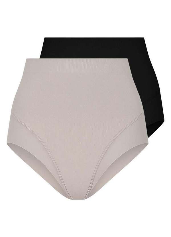 Liz - Kit com 2 Calcinhas Modeladora Alta Liz 70380 Sepia-Preto