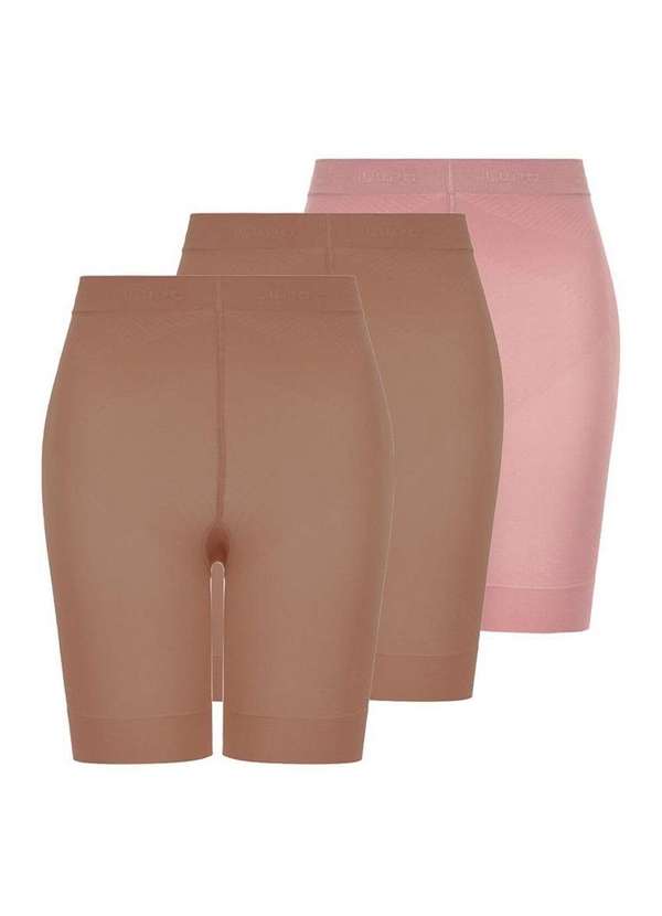 Lupo - Kit com 3 Shorts Feminino Modelador Up Line Loba 5690-003 Pó-De-Arroz-Nude