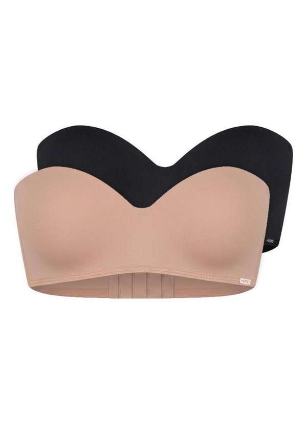 Hope - Kit com 2 Sutiã Bustiê com Aro e Bojo Hope 2083 Taça B Camurca-Preto