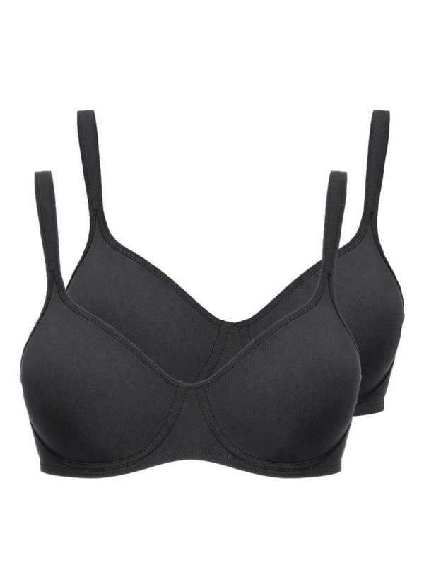 Triumph - Kit com 2 Sutiã com Aro e sem Bojo W Triumph Shape 24814 Taça B Preto