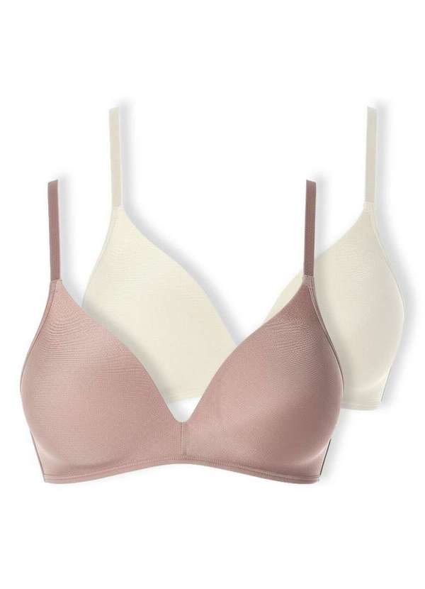 Demillus - Kit com 2 Sutiã sem Aro com Bojo Paraíso Demillus 63476 Bege-Rosado-Pérola