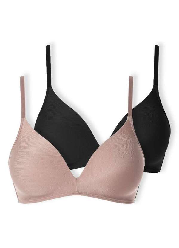 Demillus - Kit com 2 Sutiã sem Aro com Bojo Paraíso Demillus 63476 Bege-Rosado-Preto