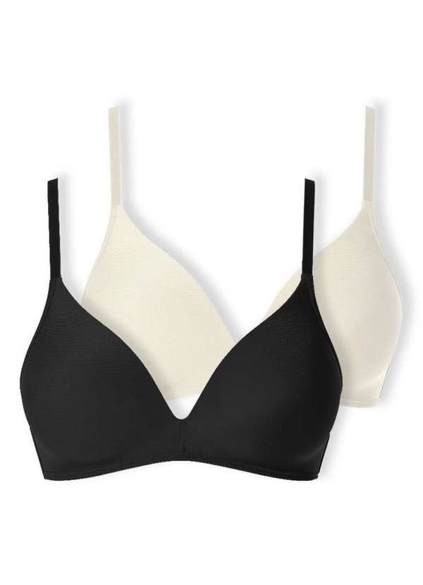 Demillus - Kit com 2 Sutiã sem Aro com Bojo Paraíso Demillus 63476 Preto-Pérola