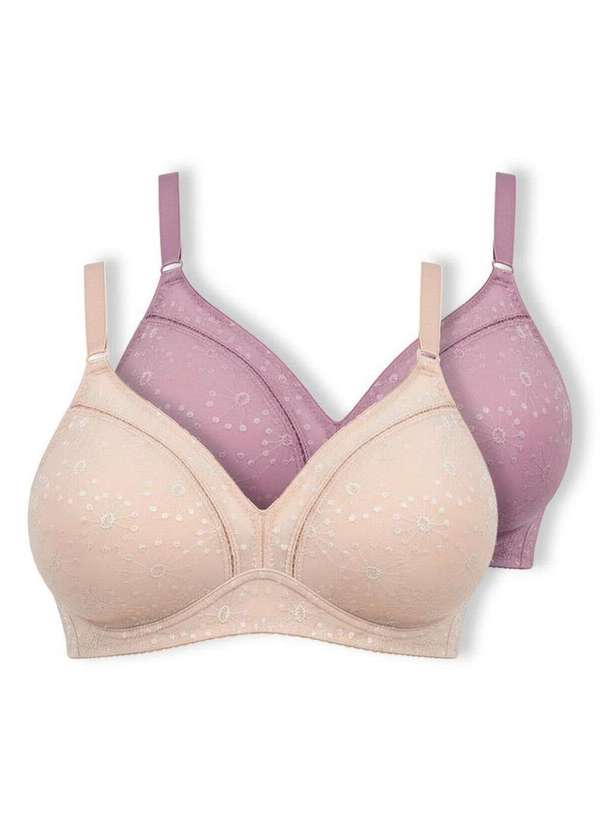 Duloren - Kit com 2 Sutiã sem Aro e sem Bojo Duloren 111743 Taça B Bege-Beringela