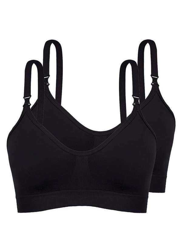 Lupo - Kit com 2 Sutiã sem Aro e sem Bojo Loba 41028-001 Taça B Preto