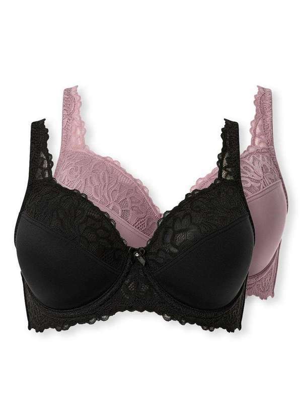 Demillus - Kit com 2 Sutiãs com Aro e Bojo Iridien Demillus 65204 Taça B Preto-Lilas-Místico