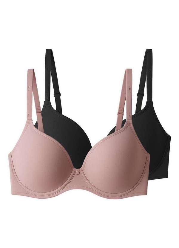 Liz - Kit com 2 Sutiãs com Aro e Bojo Liz 51381 Taça B Blush-Preto