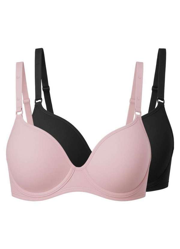 Liz - Kit com 2 Sutiãs com Aro e Bojo Liz 51818 Taça B Blush-Preto