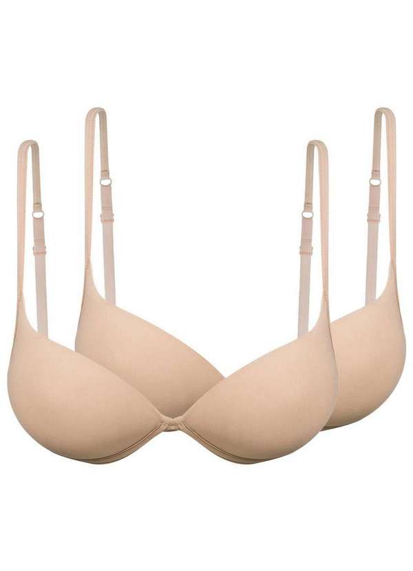 Hope - Kit com 2 Sutiãs com Aro e Bojo Push Up Hope 2384 Taça B Camurça