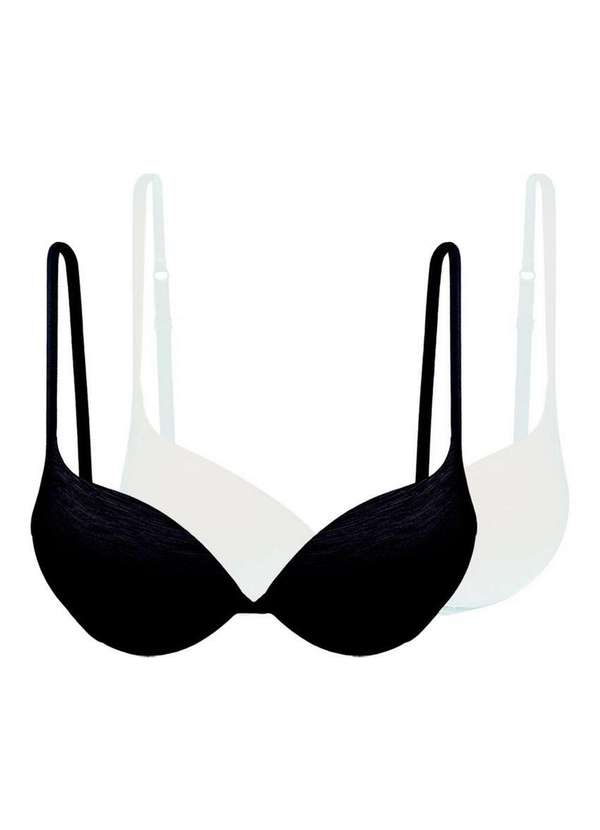 Hope - Kit com 2 Sutiãs com Aro e Bojo Push Up Hope 2384 Taça B Preto-Branco