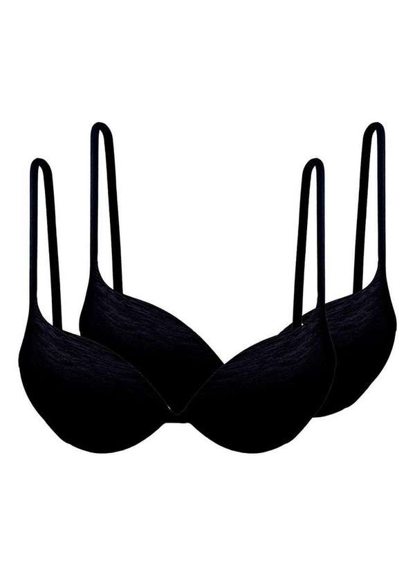 Hope - Kit com 2 Sutiãs com Aro e Bojo Push Up Hope 2384 Taça B Preto