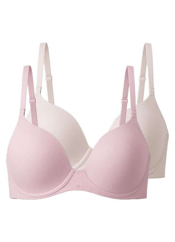 Liz - Kit com 2 Sutiãs com Aro e Bojo Push Up Liz 51805 Taça B Blush-Sepia