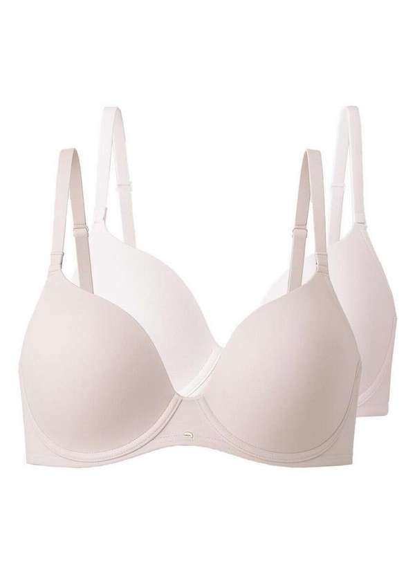 Liz - Kit com 2 Sutiãs com Aro e Bojo Push Up Liz 51805 Taça B Sepia-Branco