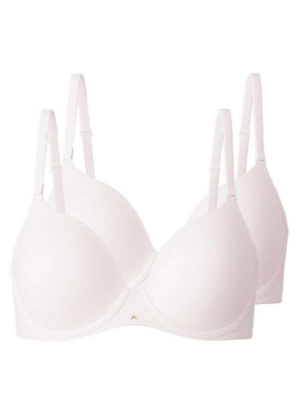 Liz - Kit com 2 Sutiãs com Aro e Bojo Push Up Liz 51805 Taça C Branco