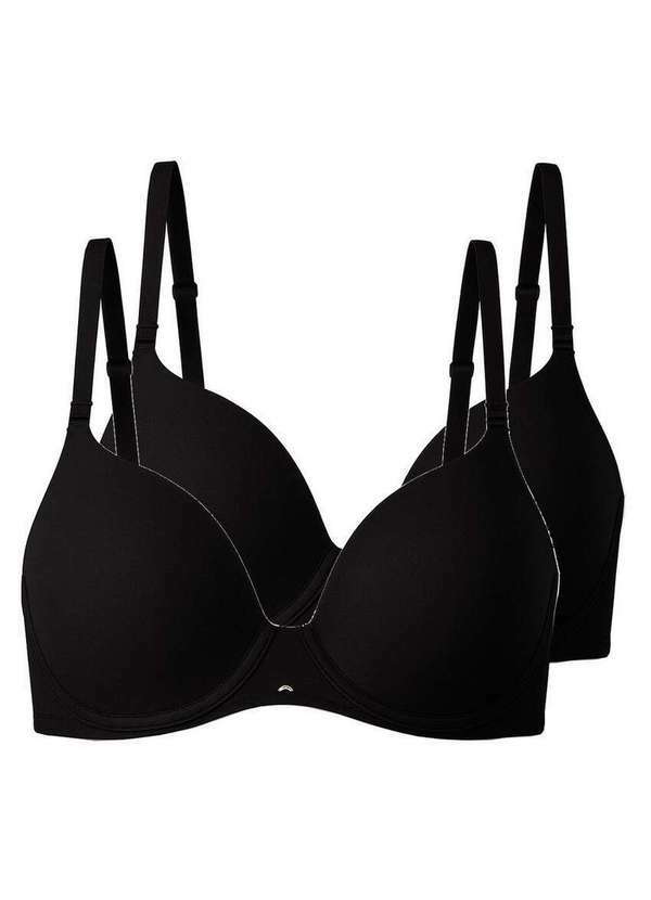 Liz - Kit com 2 Sutiãs com Aro e Bojo Push Up Liz 51805 Taça C Preto