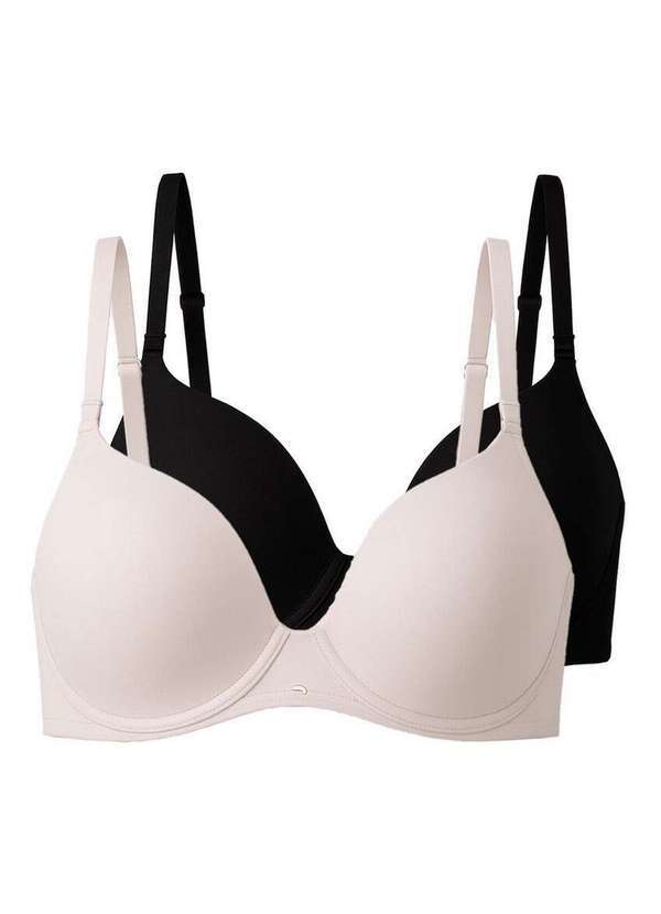 Liz - Kit com 2 Sutiãs com Aro e Bojo Push Up Liz 51805 Taça C Sepia-Preto