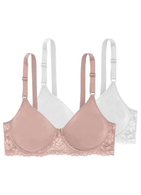 Triumph - Kit com 2 Sutiãs com Aro e sem Bojo W Triumph Brigitte 24785 Mink-Branco