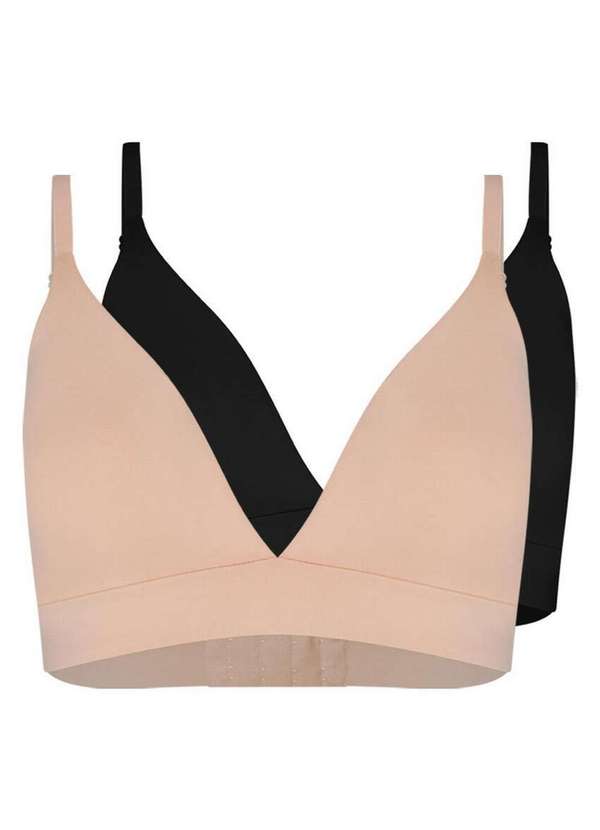 Hope - Kit com 2 Sutiãs sem Aro com Bojo Removível Hope 274840 Bege-Ballet-Preto