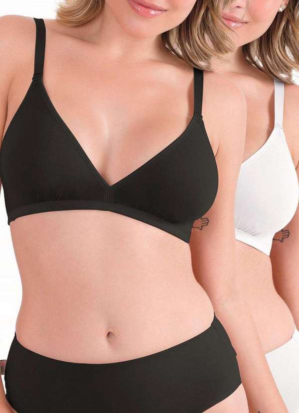 Love Secret - Kit com 2 Sutiãs sem Aro e sem Bojo Love Secret 899300 261-Preto-Branco 4