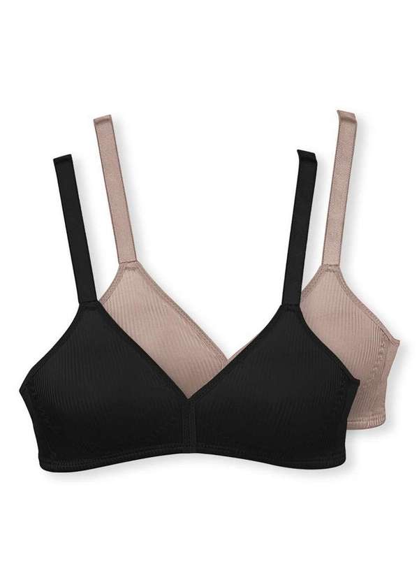 Demillus - Kit com 2 Sutiãs sem Aro e sem Bojo Moderato Demillus 61100 Preto-Bege-Rosado