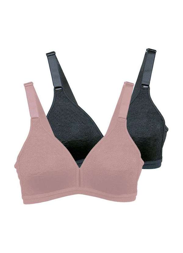 Demillus - Kit com 2 Sutiãs sem Aro e sem Bojo Olimpo Demillus 61019 Bege-Rosado--Preto