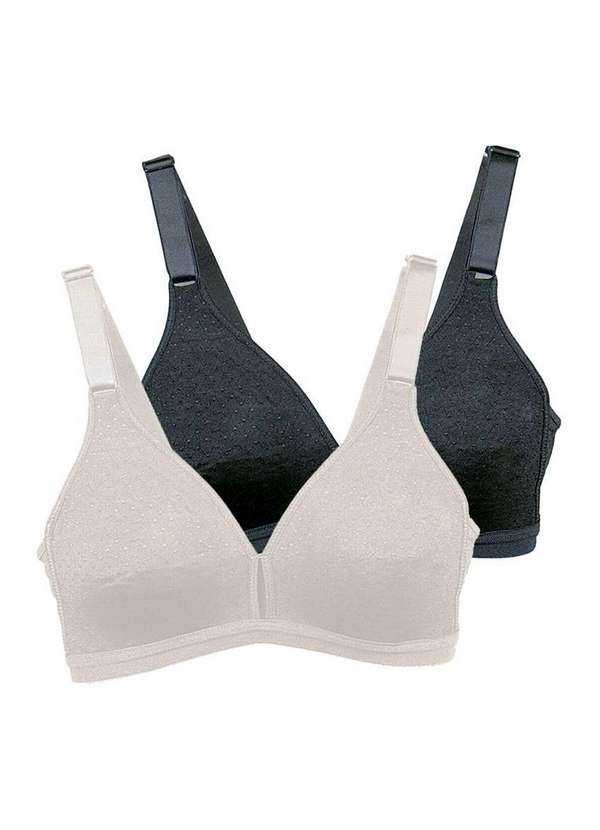 Demillus - Kit com 2 Sutiãs sem Aro e sem Bojo Olimpo Demillus 61019 Pérola-Preto